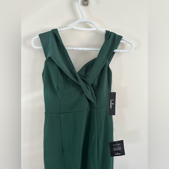 🌶️ CLEARANCE SHOW  Lulus Song of Love Hunter Green Off-the-Shoulder Maxi‎ Dres - Picture 7 of 9